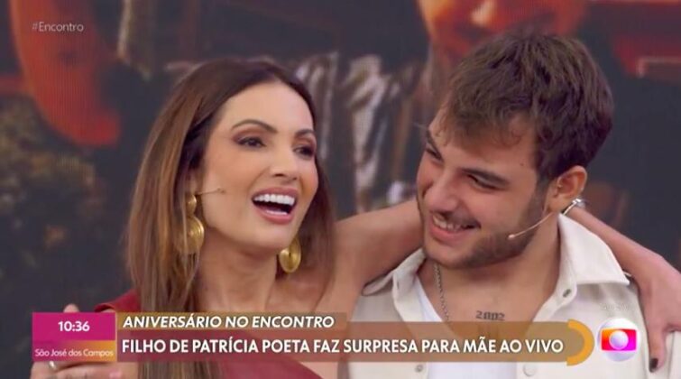 Patrícia Poeta e o filho no Encontro